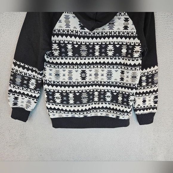 SMYS Womens Hooded Sweatshirt Sz M Aztec Western Rodeo Cowgirl Black & White - Picture 9 of 11